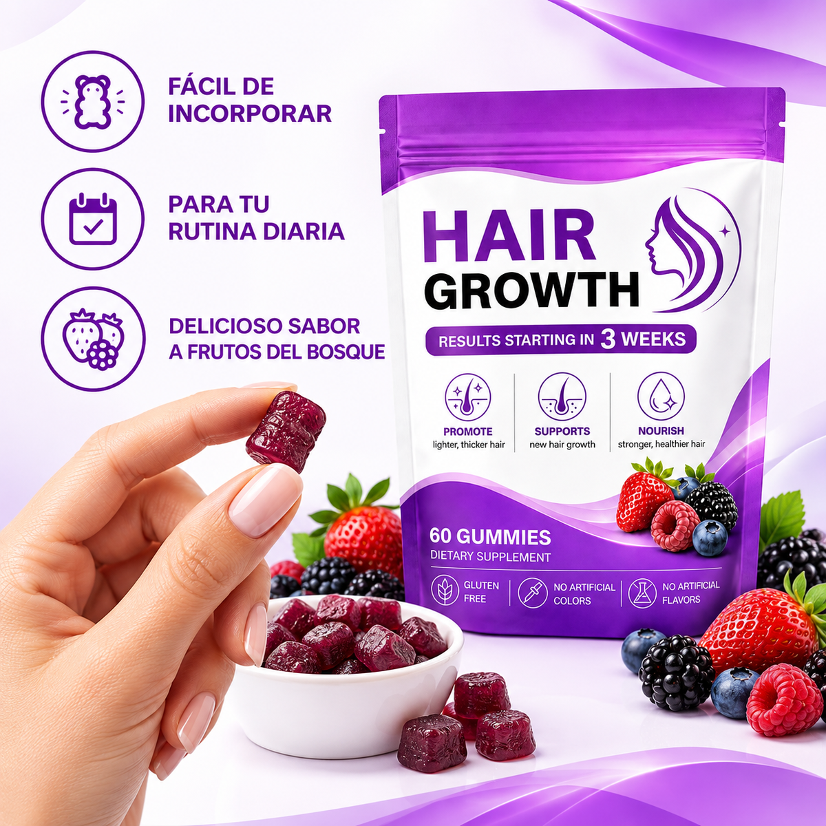 ✨ Gomitas para un Cabello Más Fuerte, Largo y Saludable