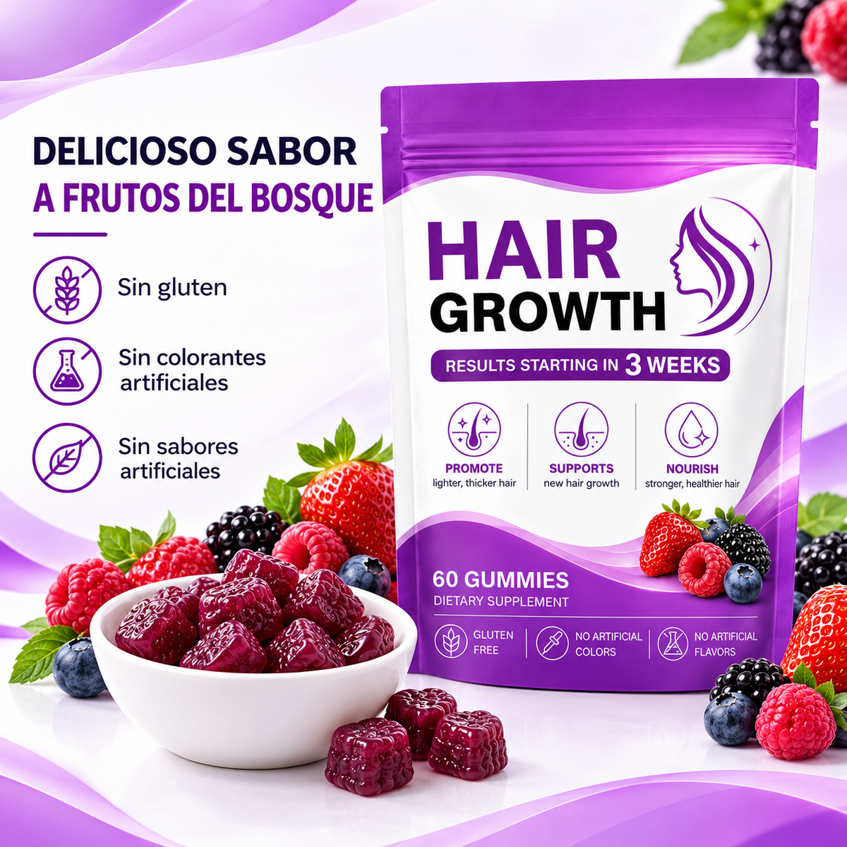 ✨ Gomitas para un Cabello Más Fuerte, Largo y Saludable