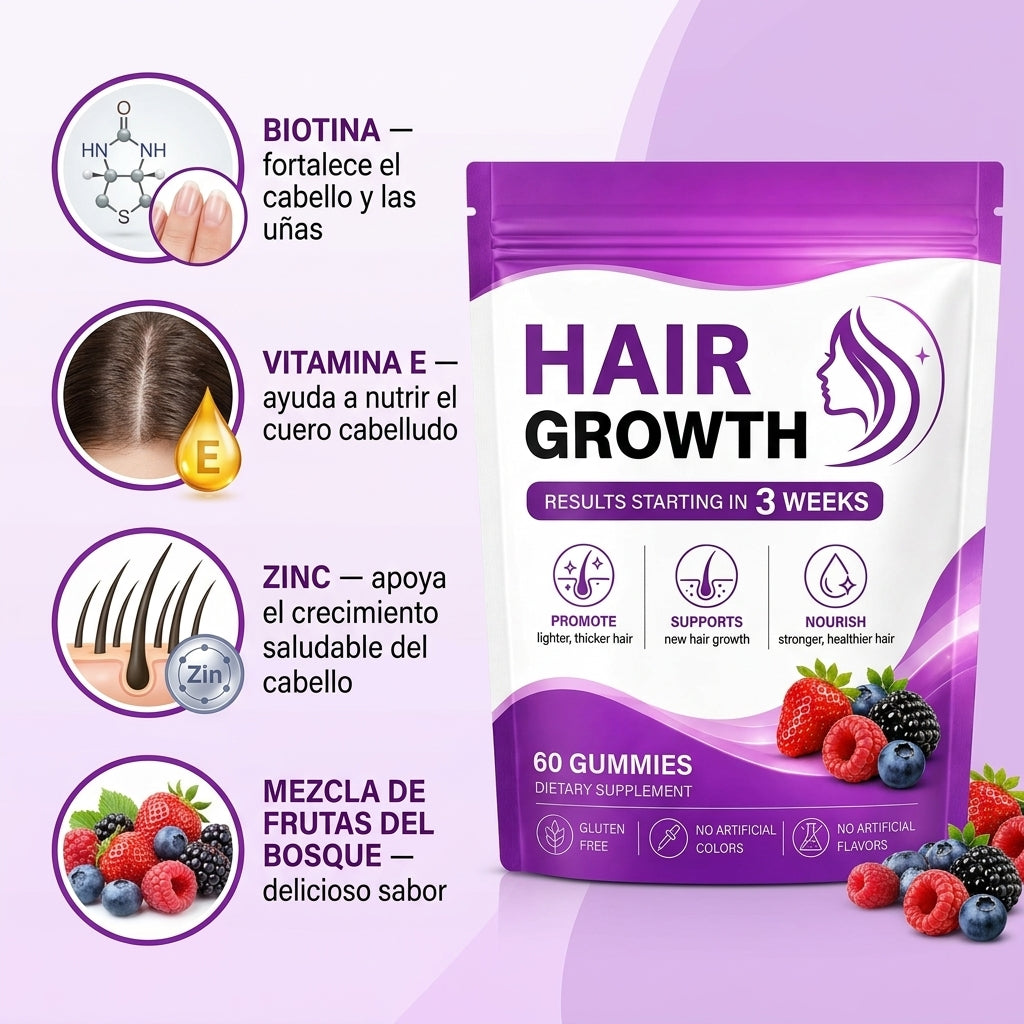 ✨ Gomitas para un Cabello Más Fuerte, Largo y Saludable